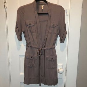 Honey Punch Grey 3/4 Sleeve Utility Style Dress